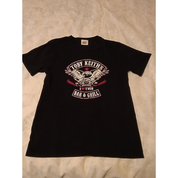 Toby Keiths Bar & Grill Graphic Black T-Shirt With Eagle Design Mens Size M - Picture 3 of 4